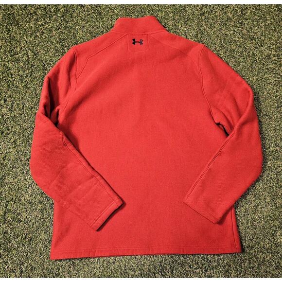 Under Armour Men's COLDGEAR Fleece 1/2 Zip Long Sleeve Sweatshirt Red/Orange XXL - Picture 5 of 5